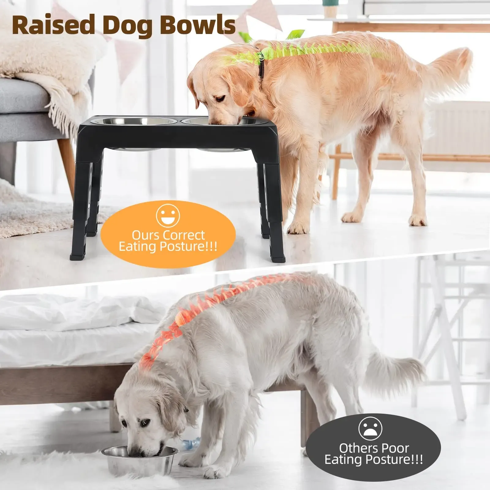 Elevated Dog Feeder Dogs Bowls Adjustable Raised Stand with Double Stainless Steel Food Water Bowls for Small Medium Large Dogs Elevated Dog Feeder Dogs Bowls Adjustable Raised Stand with Double Stainless Steel Food Water Bowls for Small Medium Large Dogs