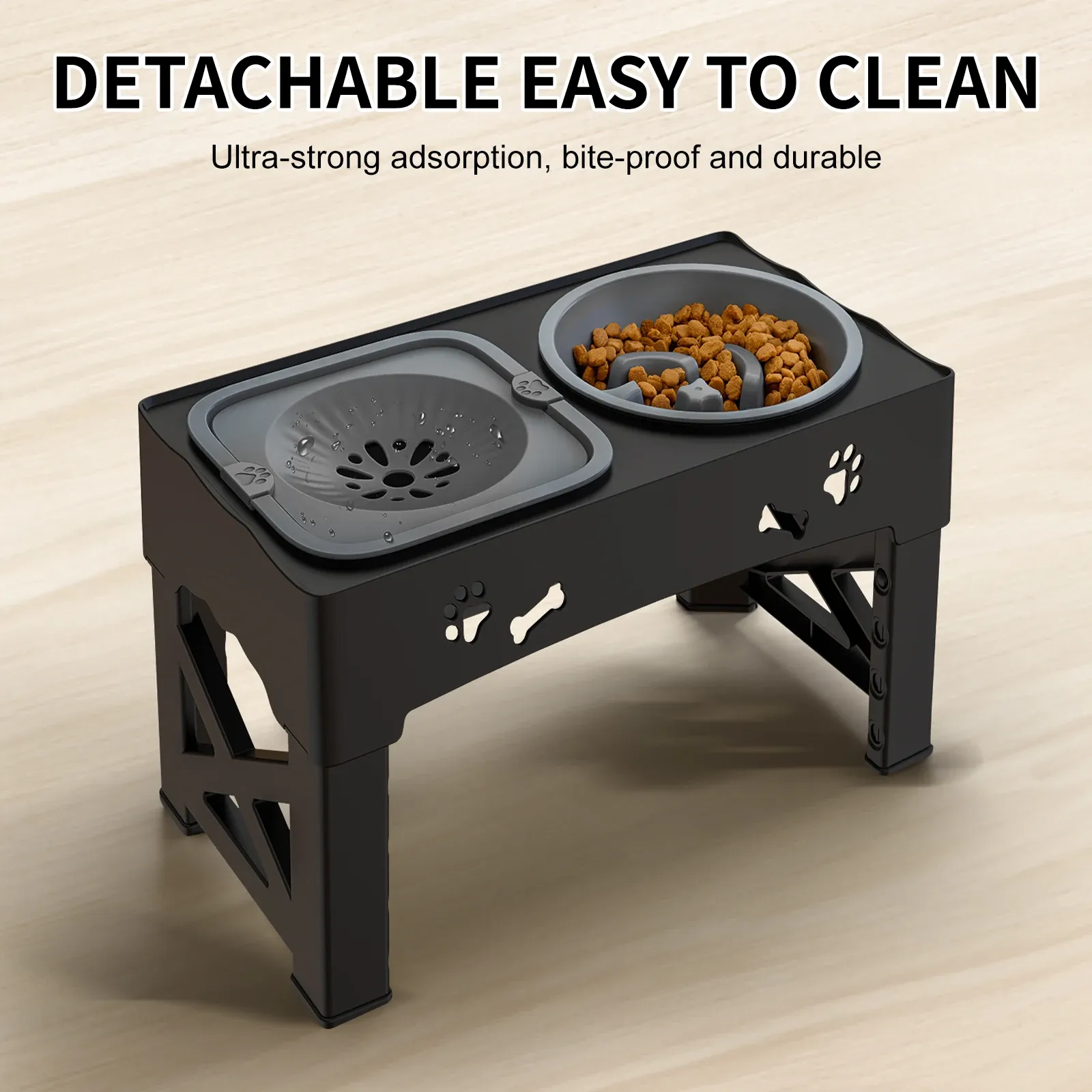 3 In 1 Pet Feeder Slow Feed Bowls Double Bowls Foldable With 5 Adjustable Height Suitable For Pets Of Different Heights 3 In 1 Pet Feeder Slow Feed Bowls Double Bowls Foldable With 5 Adjustable Height Suitable For Pets Of Different Heights