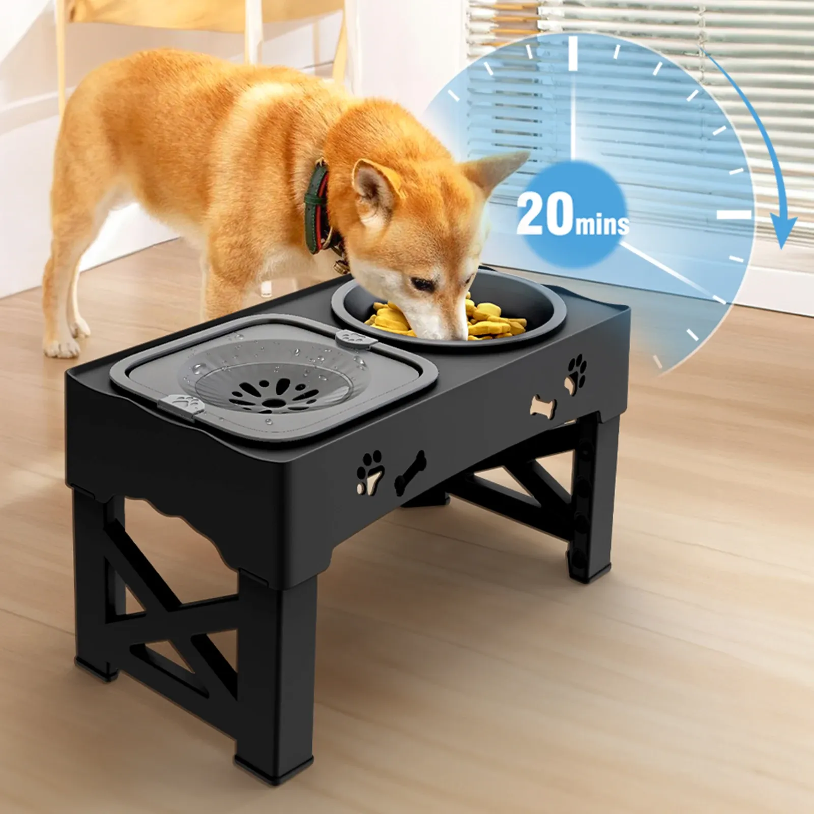 3 In 1 Pet Feeder Slow Feed Bowls Double Bowls Foldable With 5 Adjustable Height Suitable For Pets Of Different Heights 3 In 1 Pet Feeder Slow Feed Bowls Double Bowls Foldable With 5 Adjustable Height Suitable For Pets Of Different Heights