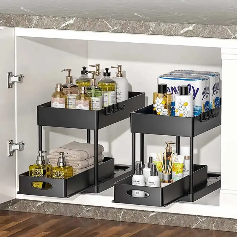 1/2 Pcs Under Sink Storage Organizer 2 Tier Drawer Multipurpose Rack Cabinet Under Sink Storage Rack Bathroom Kitchen Organizer 1/2 Pcs Under Sink Storage Organizer 2 Tier Drawer Multipurpose Rack Cabinet Under Sink Storage Rack Bathroom Kitchen Organizer
