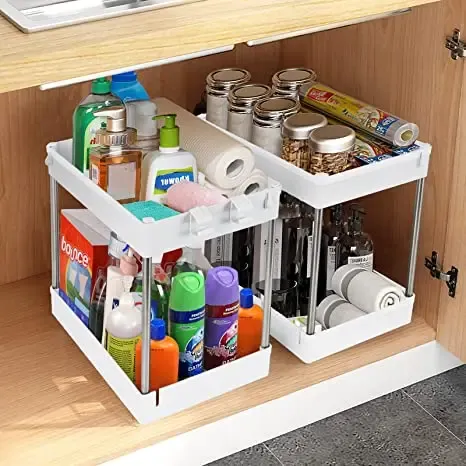1/2 Pcs Under Sink Storage Organizer 2 Tier Drawer Multipurpose Rack Cabinet Under Sink Storage Rack Bathroom Kitchen Organizer 1/2 Pcs Under Sink Storage Organizer 2 Tier Drawer Multipurpose Rack Cabinet Under Sink Storage Rack Bathroom Kitchen Organizer