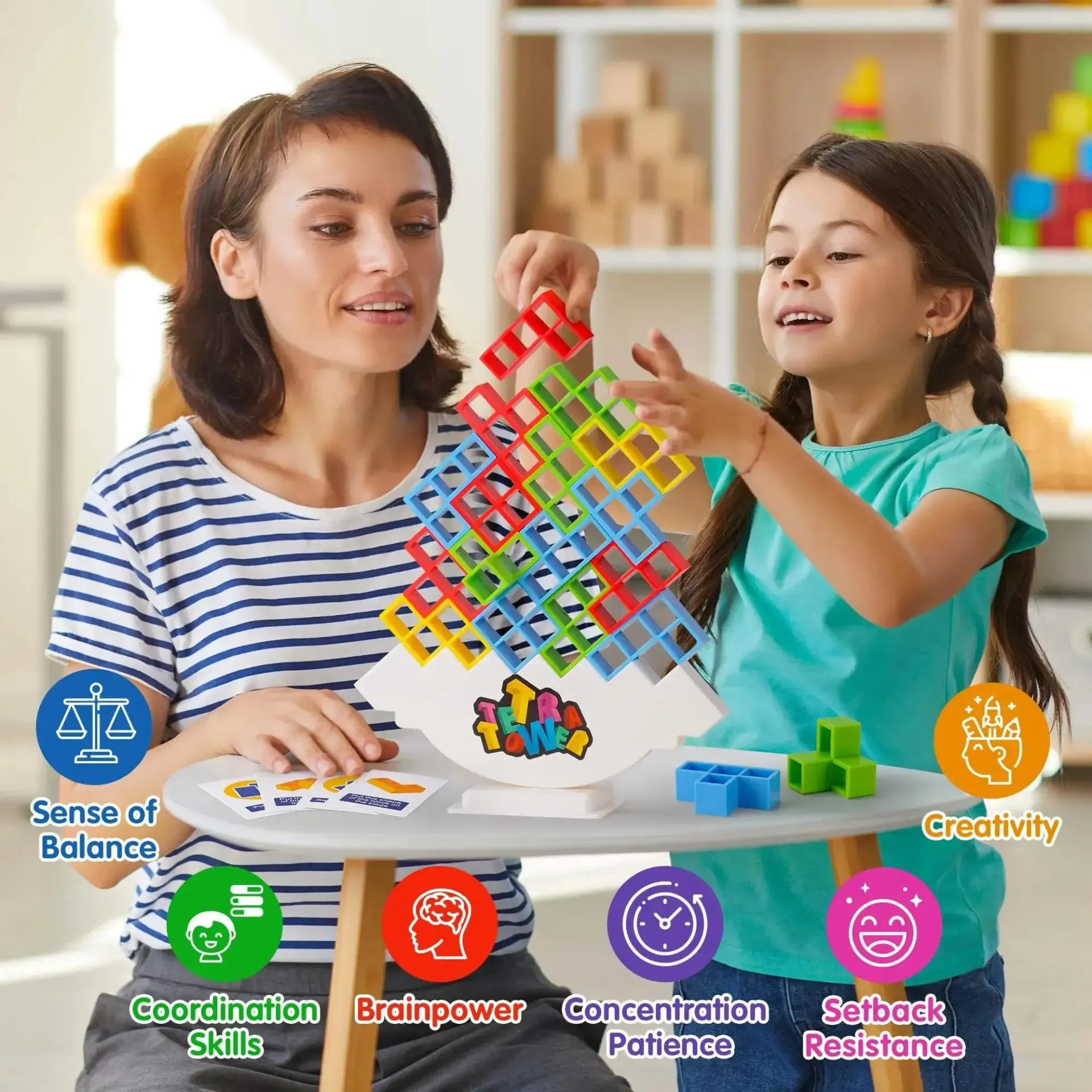 64PCS Tetra Tower Fun Balance Stacking Building Blocks Board Game for Kids Adults Friends Team Dorm Family Game Night and Partie 64PCS Tetra Tower Fun Balance Stacking Building Blocks Board Game for Kids Adults Friends Team Dorm Family Game Night and Partie
