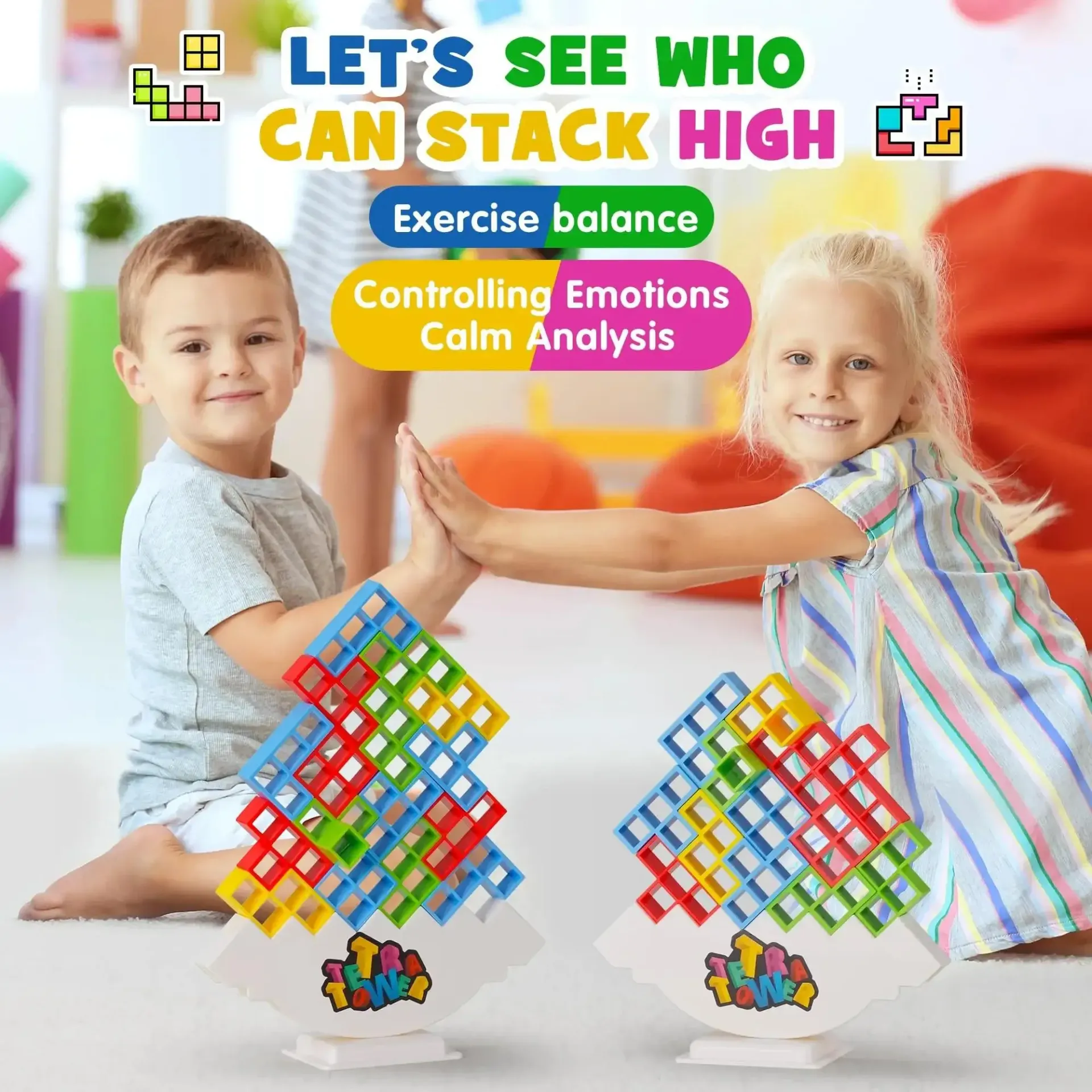 64PCS Tetra Tower Fun Balance Stacking Building Blocks Board Game for Kids Adults Friends Team Dorm Family Game Night and Partie 64PCS Tetra Tower Fun Balance Stacking Building Blocks Board Game for Kids Adults Friends Team Dorm Family Game Night and Partie