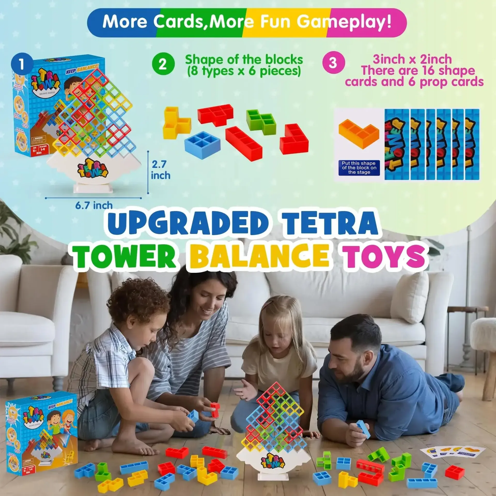 64PCS Tetra Tower Fun Balance Stacking Building Blocks Board Game for Kids Adults Friends Team Dorm Family Game Night and Partie 64PCS Tetra Tower Fun Balance Stacking Building Blocks Board Game for Kids Adults Friends Team Dorm Family Game Night and Partie