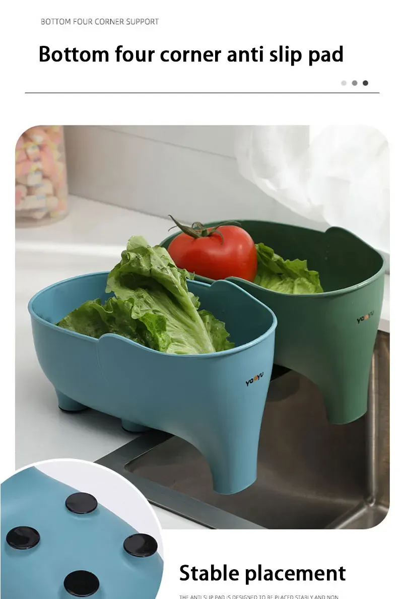 Elephant Drain Basket Multi-purpose Kitchen Storage Drain Basket Household Fruit and Vegetable Basket Plastic Drain Basket Elephant Drain Basket Multi-purpose Kitchen Storage Drain Basket Household Fruit and Vegetable Basket Plastic Drain Basket