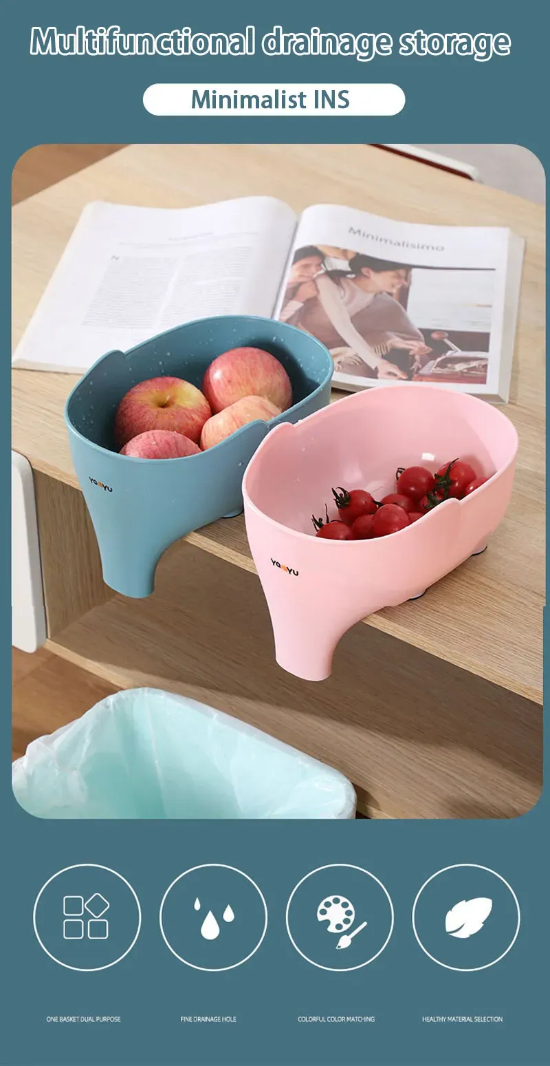Elephant Drain Basket Multi-purpose Kitchen Storage Drain Basket Household Fruit and Vegetable Basket Plastic Drain Basket Elephant Drain Basket Multi-purpose Kitchen Storage Drain Basket Household Fruit and Vegetable Basket Plastic Drain Basket