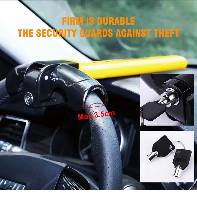 Universal Car Steering Wheel Lock Heavy Locking Devices Duty Anti-theft Car/Van Security Rotary Enhance Automobile Security