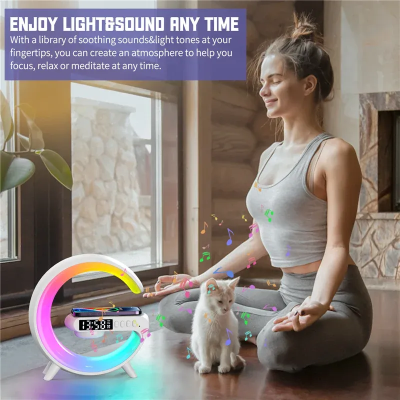 Wireless Charger Pad Stand Speaker TF Card RGB Night Light Lamp Alarm Clock Fast Charging Station Dock for iPhone Samsung Xiaomi Wireless Charger Pad Stand Speaker TF Card RGB Night Light Lamp Alarm Clock Fast Charging Station Dock for iPhone Samsung Xiaomi