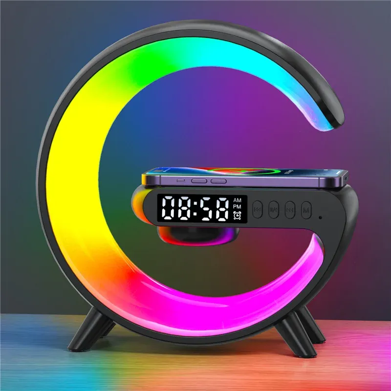 Wireless Charger Pad Stand Speaker TF Card RGB Night Light Lamp Alarm Clock Fast Charging Station Dock for iPhone Samsung Xiaomi Wireless Charger Pad Stand Speaker TF Card RGB Night Light Lamp Alarm Clock Fast Charging Station Dock for iPhone Samsung Xiaomi