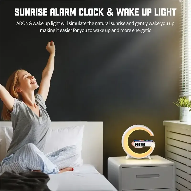 Wireless Charger Pad Stand Speaker TF Card RGB Night Light Lamp Alarm Clock Fast Charging Station Dock for iPhone Samsung Xiaomi Wireless Charger Pad Stand Speaker TF Card RGB Night Light Lamp Alarm Clock Fast Charging Station Dock for iPhone Samsung Xiaomi