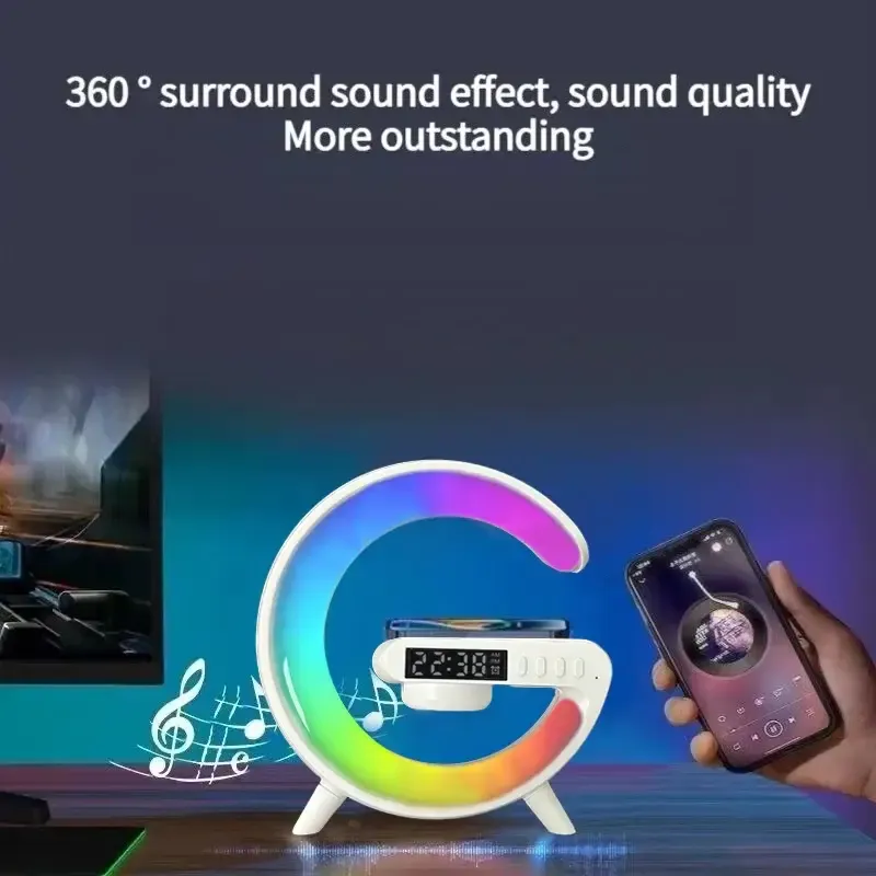 Wireless Charger Pad Stand Speaker TF Card RGB Night Light Lamp Alarm Clock Fast Charging Station Dock for iPhone Samsung Xiaomi Wireless Charger Pad Stand Speaker TF Card RGB Night Light Lamp Alarm Clock Fast Charging Station Dock for iPhone Samsung Xiaomi
