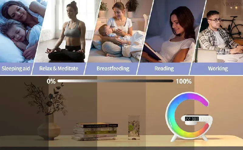 Wireless Charger Pad Stand Speaker TF Card RGB Night Light Lamp Alarm Clock Fast Charging Station Dock for iPhone Samsung Xiaomi Wireless Charger Pad Stand Speaker TF Card RGB Night Light Lamp Alarm Clock Fast Charging Station Dock for iPhone Samsung Xiaomi