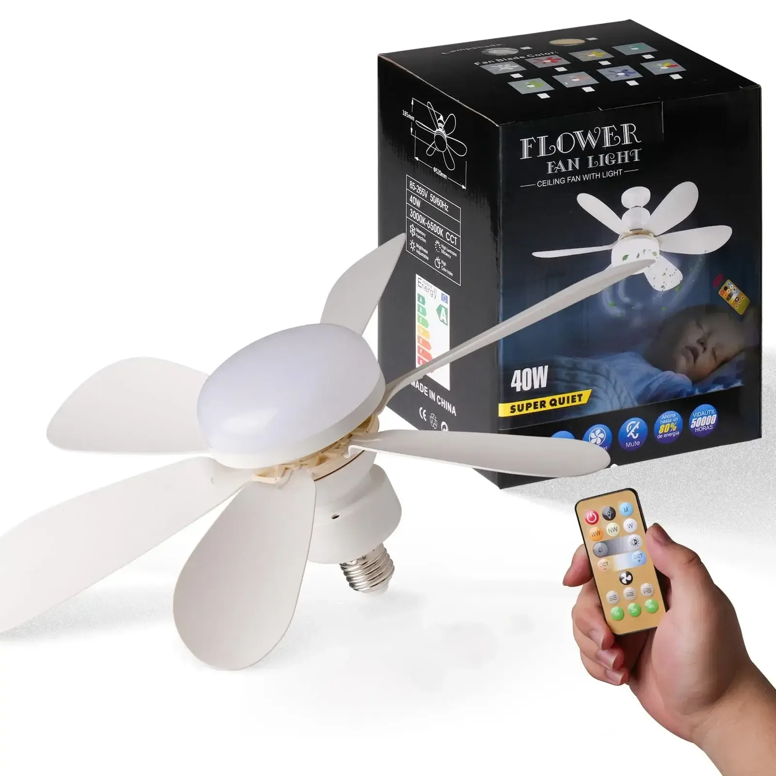 LED 30W ceiling fan light E27 with remote control for dimming, suitable for living room, study, household use, 85-265V LED 30W ceiling fan light E27 with remote control for dimming, suitable for living room, study, household use, 85-265V