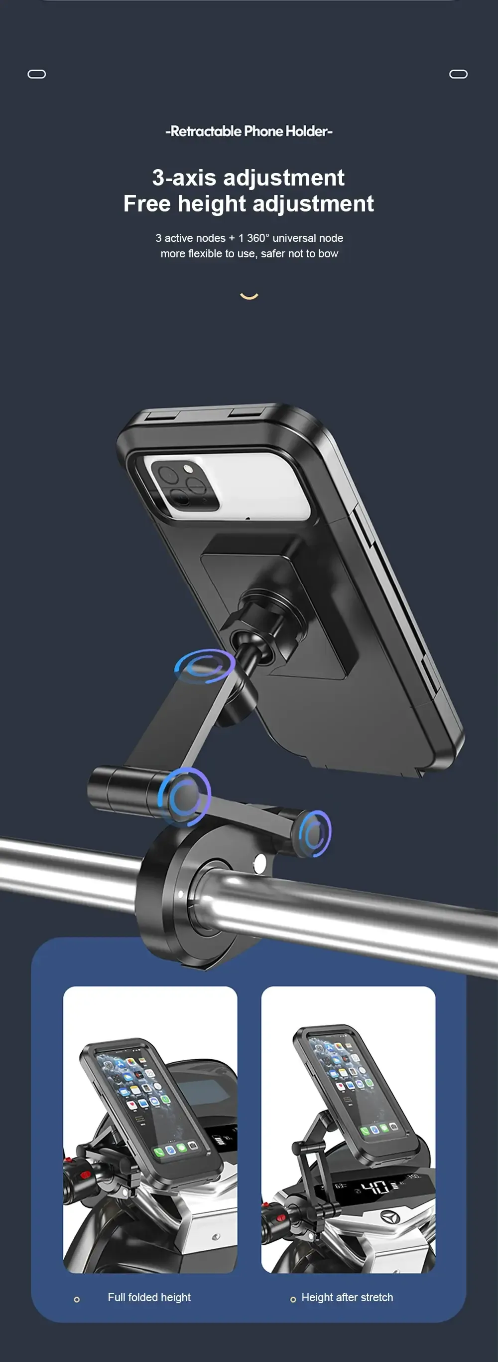 Waterproof Bicycle Mobile Phone Holder Support Universal Motorcycle GPS 360°Swivel Adjustable Bike Cellphone Holder Waterproof Bicycle Mobile Phone Holder Support Universal Motorcycle GPS 360°Swivel Adjustable Bike Cellphone Holder