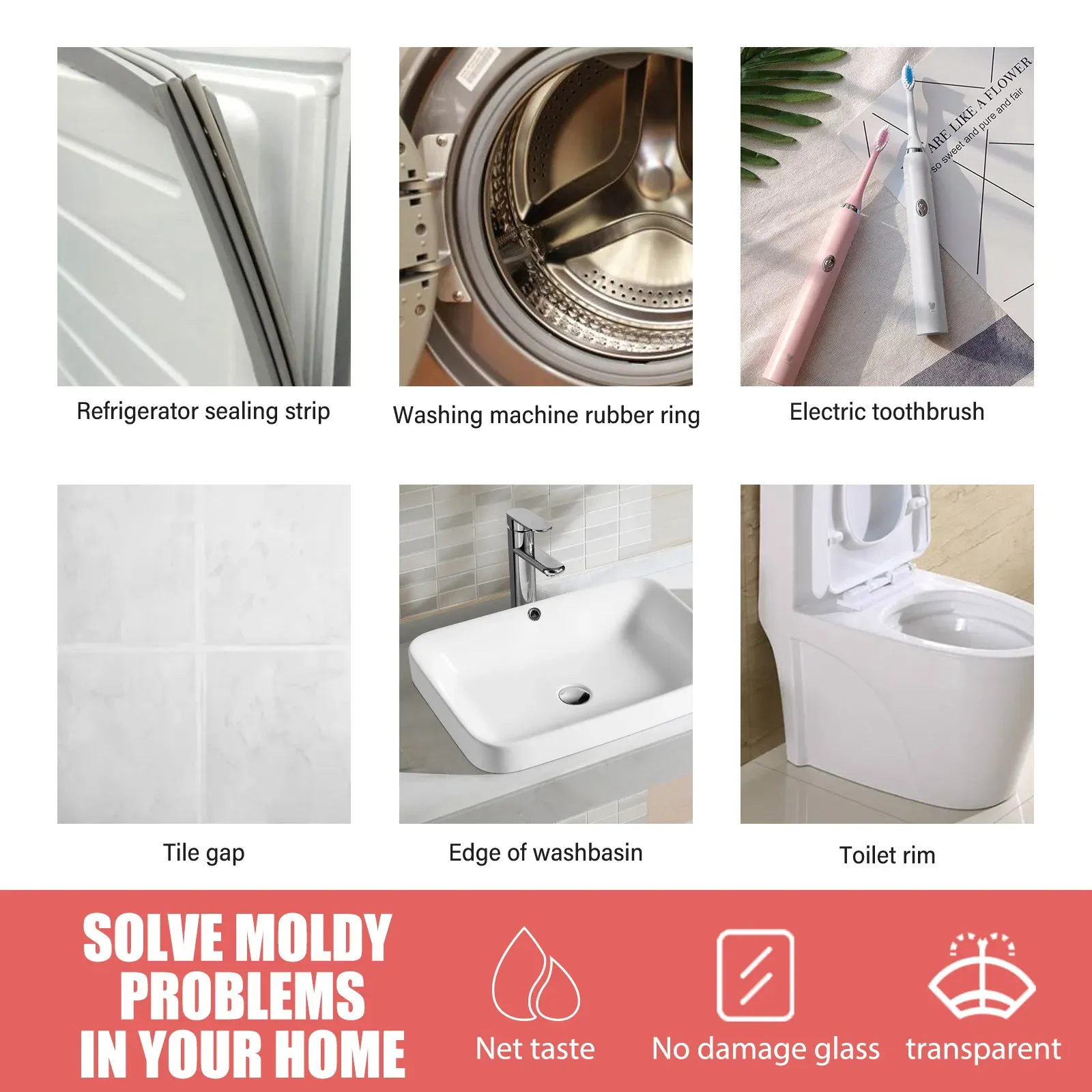 Wall Mold Mildew Remover Cleaner Caulk Gel Pool Tile Gap Spot Mold Remover Washing Machine Bathroom Mildew Gel 20G remover gel