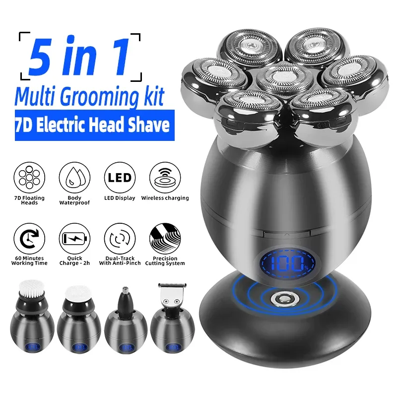 Men Grooming Kit Wet Dry Electric Shaver Beard Hair Trimmer Electric Razor Rechargeable Bald Head Shaving Machine LCD Display Men Grooming Kit Wet Dry Electric Shaver Beard Hair Trimmer Electric Razor Rechargeable Bald Head Shaving Machine LCD Display