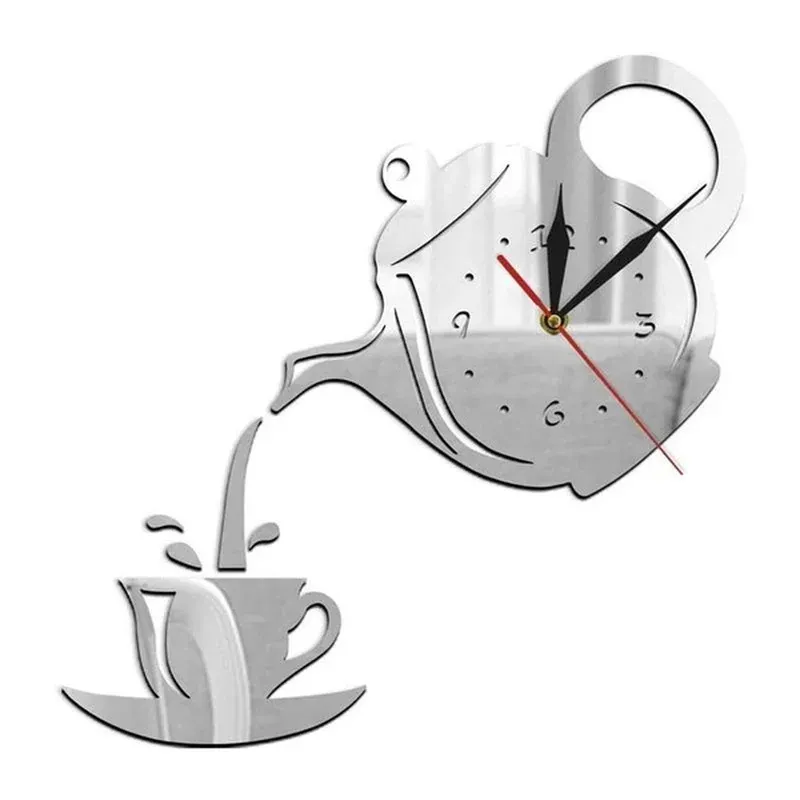 3D DIY Teapot Shape Wall Clock Acrylic Mirror Clock Modern Kitchen Home Decor Wall Sticker Hollow Digital Clock watch home clock 3D DIY Teapot Shape Wall Clock Acrylic Mirror Clock Modern Kitchen Home Decor Wall Sticker Hollow Digital Clock watch home clock