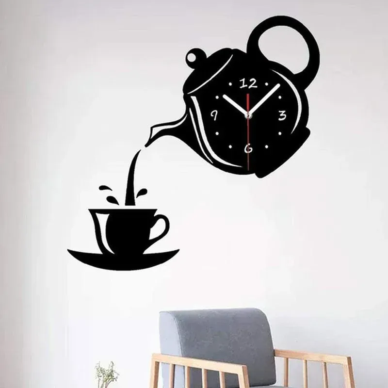 3D DIY Teapot Shape Wall Clock Acrylic Mirror Clock Modern Kitchen Home Decor Wall Sticker Hollow Digital Clock watch home clock 3D DIY Teapot Shape Wall Clock Acrylic Mirror Clock Modern Kitchen Home Decor Wall Sticker Hollow Digital Clock watch home clock