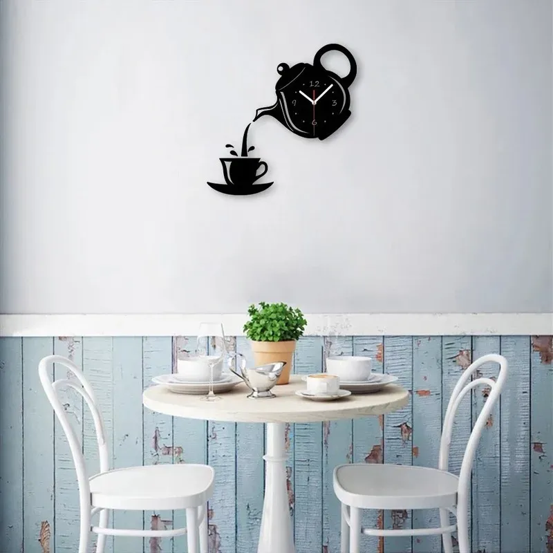 3D DIY Teapot Shape Wall Clock Acrylic Mirror Clock Modern Kitchen Home Decor Wall Sticker Hollow Digital Clock watch home clock 3D DIY Teapot Shape Wall Clock Acrylic Mirror Clock Modern Kitchen Home Decor Wall Sticker Hollow Digital Clock watch home clock