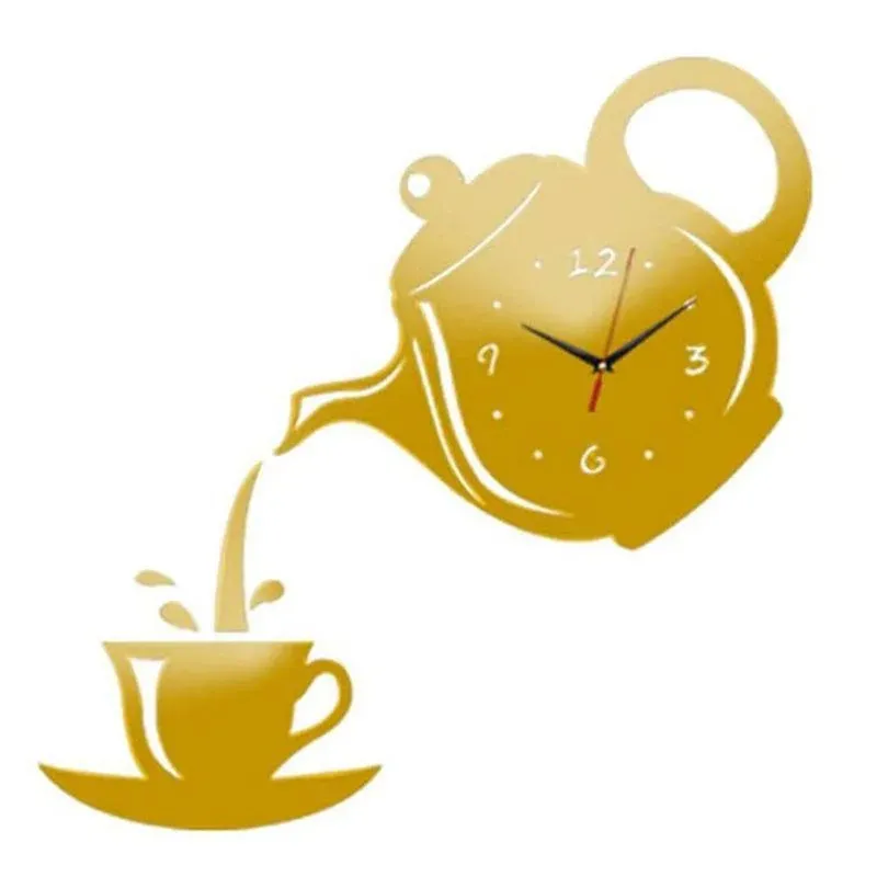 3D DIY Teapot Shape Wall Clock Acrylic Mirror Clock Modern Kitchen Home Decor Wall Sticker Hollow Digital Clock watch home clock 3D DIY Teapot Shape Wall Clock Acrylic Mirror Clock Modern Kitchen Home Decor Wall Sticker Hollow Digital Clock watch home clock