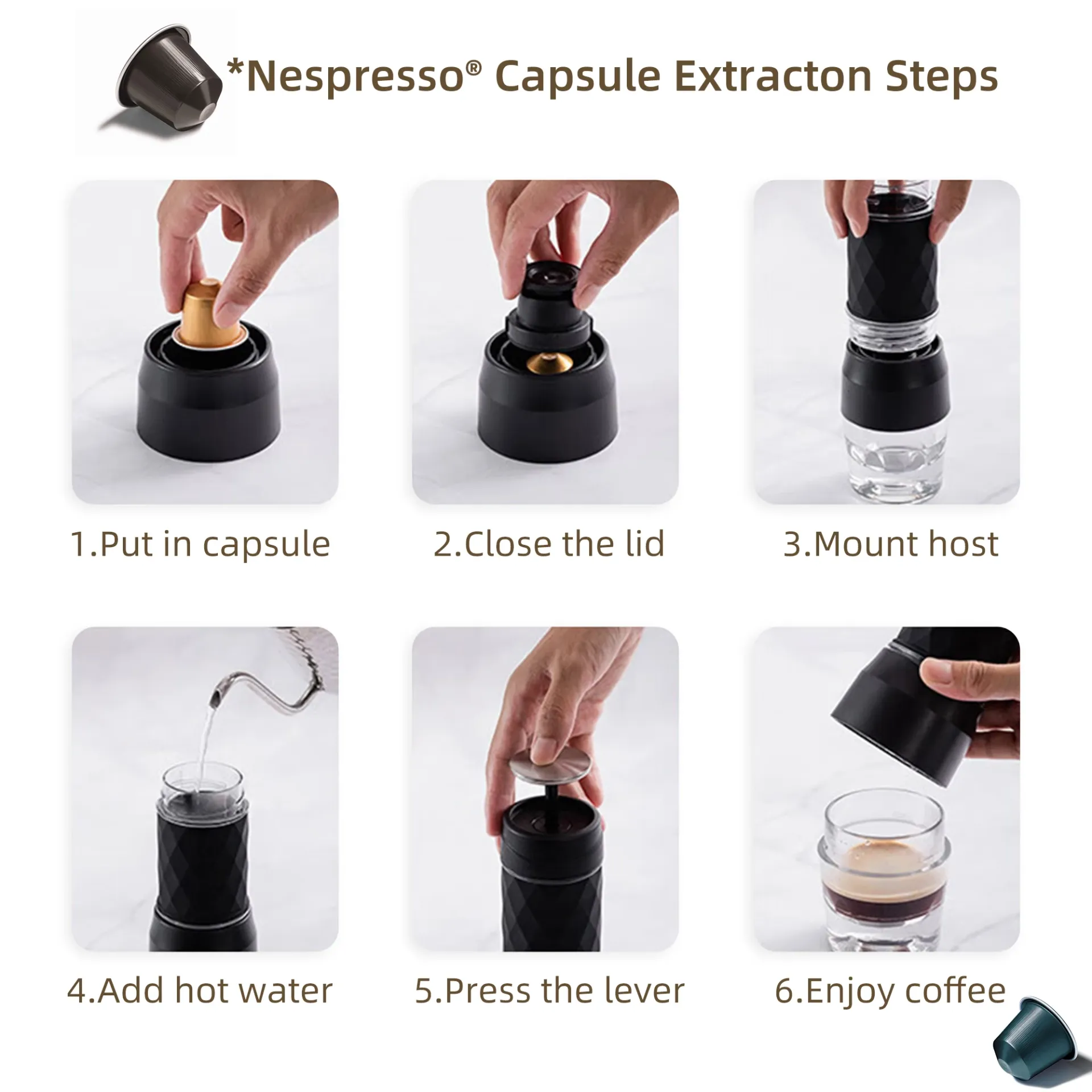 Portable Coffee Maker Espresso Machine Hand Press Capsule Ground Coffee Brewer Portable for Travel and Picnic Portable Coffee Maker Espresso Machine Hand Press Capsule Ground Coffee Brewer Portable for Travel and Picnic