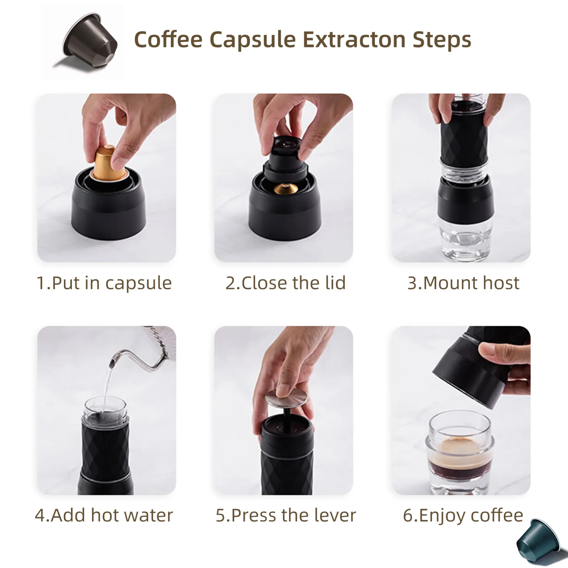 Portable Coffee Maker Espresso Machine Hand Press Capsule Ground Coffee Brewer Portable for Travel and Picnic Portable Coffee Maker Espresso Machine Hand Press Capsule Ground Coffee Brewer Portable for Travel and Picnic