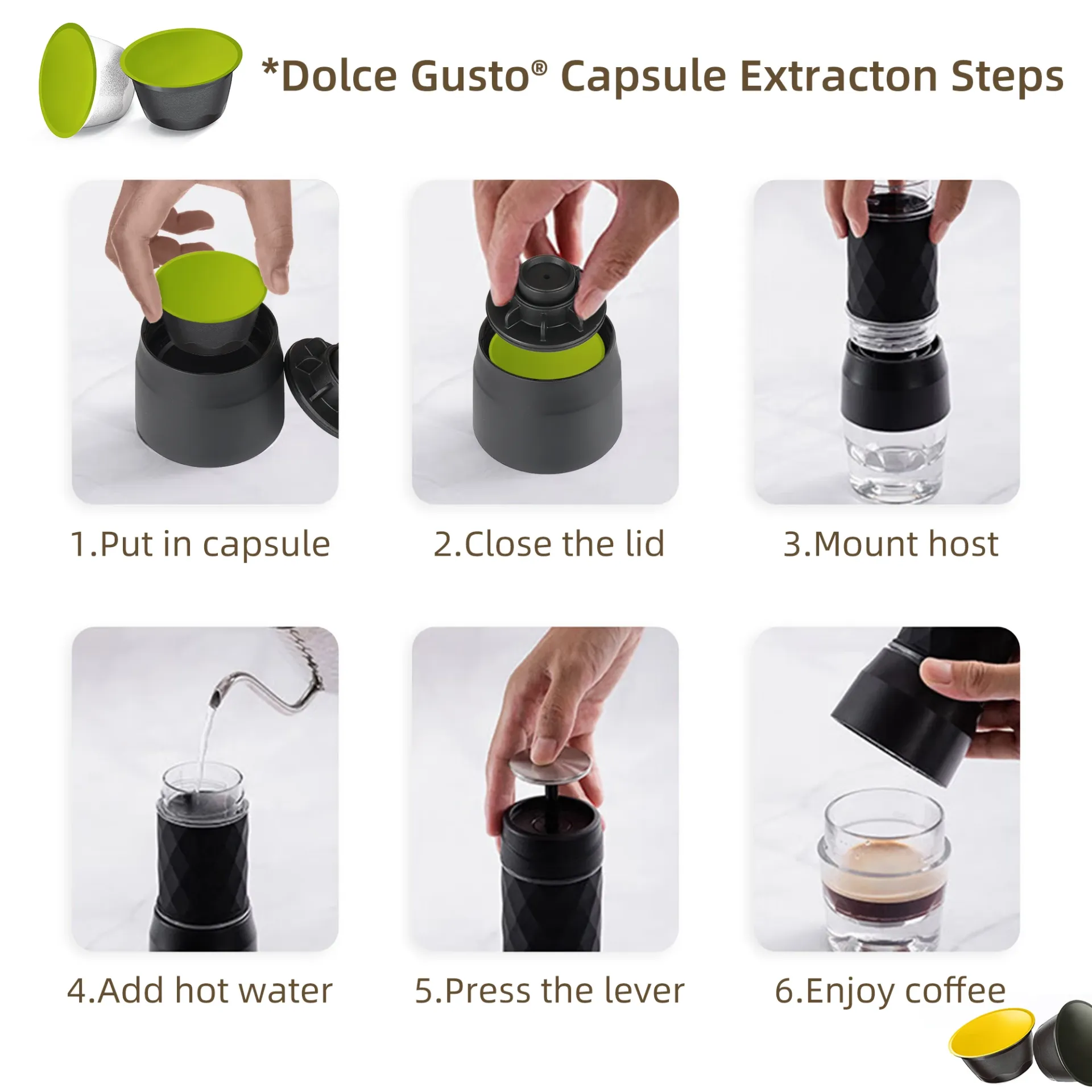 Portable Coffee Maker Espresso Machine Hand Press Capsule Ground Coffee Brewer Portable for Travel and Picnic Portable Coffee Maker Espresso Machine Hand Press Capsule Ground Coffee Brewer Portable for Travel and Picnic