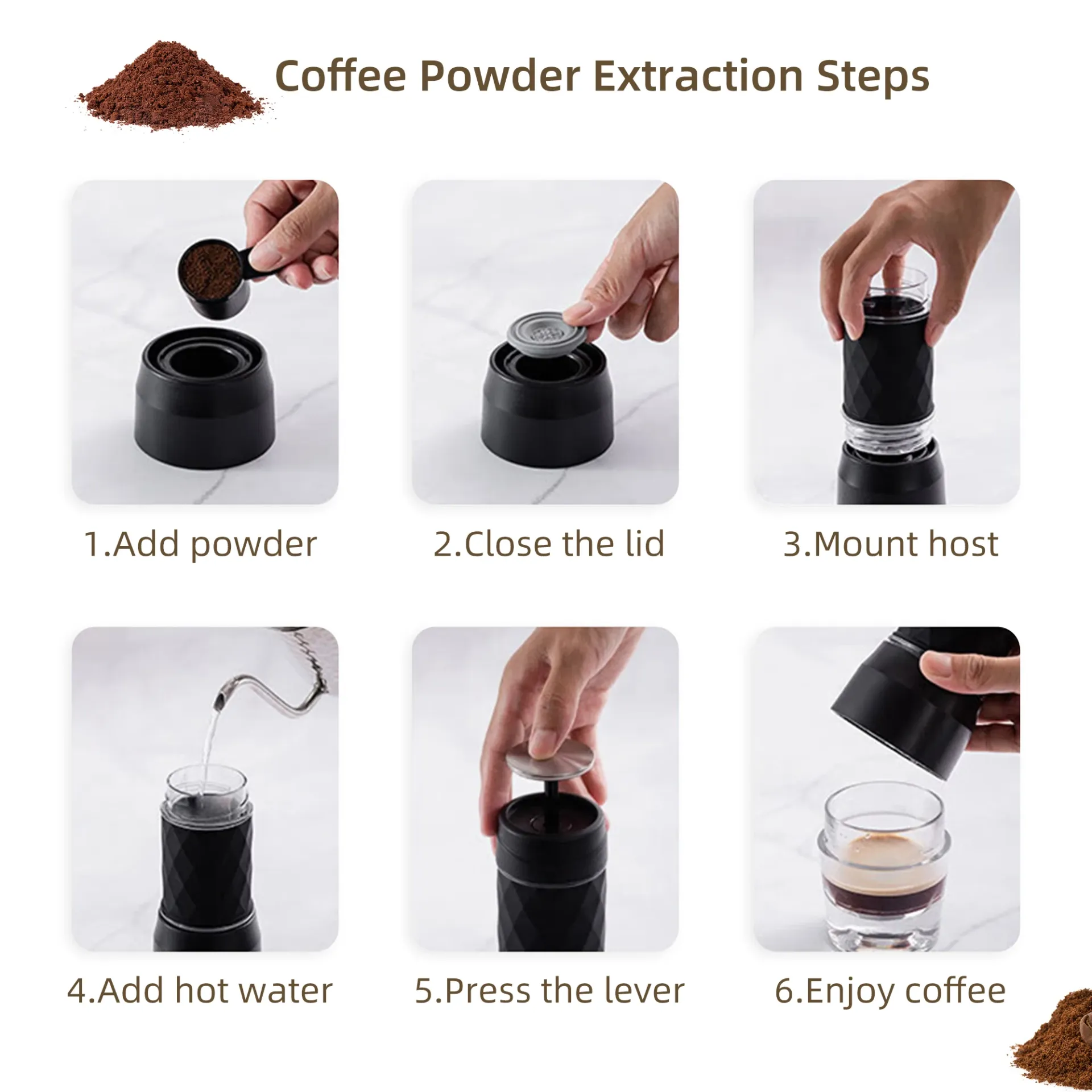 Portable Coffee Maker Espresso Machine Hand Press Capsule Ground Coffee Brewer Portable for Travel and Picnic Portable Coffee Maker Espresso Machine Hand Press Capsule Ground Coffee Brewer Portable for Travel and Picnic