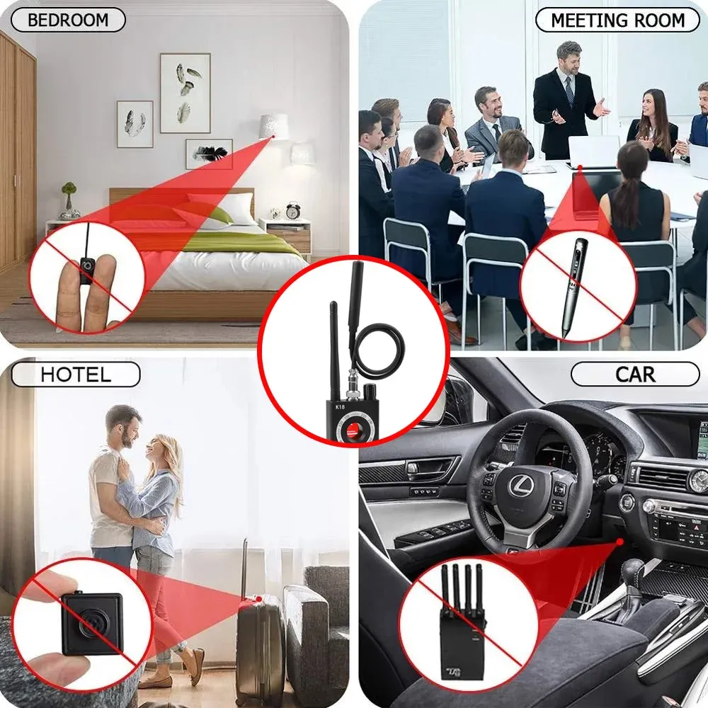 K18 Multi-function Anti-Candid Cam Wireless Lens Device Finder 1MHz-6.5GHz GSM Audio Bug Finder GPS Signal RF Tracker Detect K18 Multi-function Anti-Candid Cam Wireless Lens Device Finder 1MHz-6.5GHz GSM Audio Bug Finder GPS Signal RF Tracker Detect
