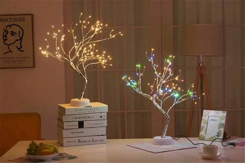 LED Night Light Mini Christmas Tree Copper Wire Garland Lamp For Kids Home Bedroom Decoration Decor Fairy Light Holiday lighting LED Night Light Mini Christmas Tree Copper Wire Garland Lamp For Kids Home Bedroom Decoration Decor Fairy Light Holiday lighting