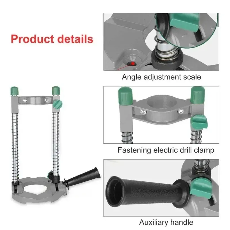 Electric Pipe Hand Drill Drilling Guide Holder Stand with Adjustable Angle Removable Handle DIY Woodworking tool Electric Pipe Hand Drill Drilling Guide Holder Stand with Adjustable Angle Removable Handle DIY Woodworking tool