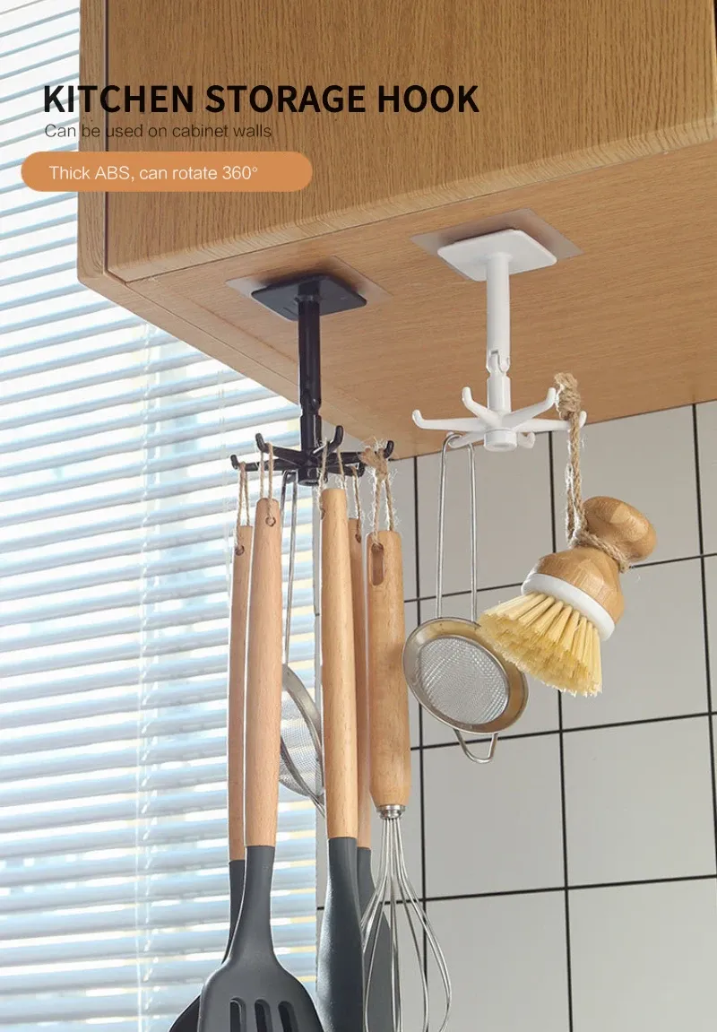 Kitchen Hook Multi-Purpose Hooks 360 Degrees Rotated Rotatable Rack For Organizer And Storage Spoon Hanger For Kitchen Gadgets Kitchen Hook Multi-Purpose Hooks 360 Degrees Rotated Rotatable Rack For Organizer And Storage Spoon Hanger For Kitchen Gadgets