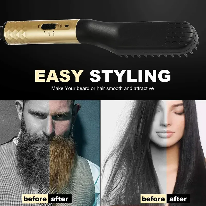 Hot Comb Straightener Electric Negative Ion Heating Comb For Men Beard Hair Straightening Brush Wet Dry Use Quick Hair Styler Hot Comb Straightener Electric Negative Ion Heating Comb For Men Beard Hair Straightening Brush Wet Dry Use Quick Hair Styler