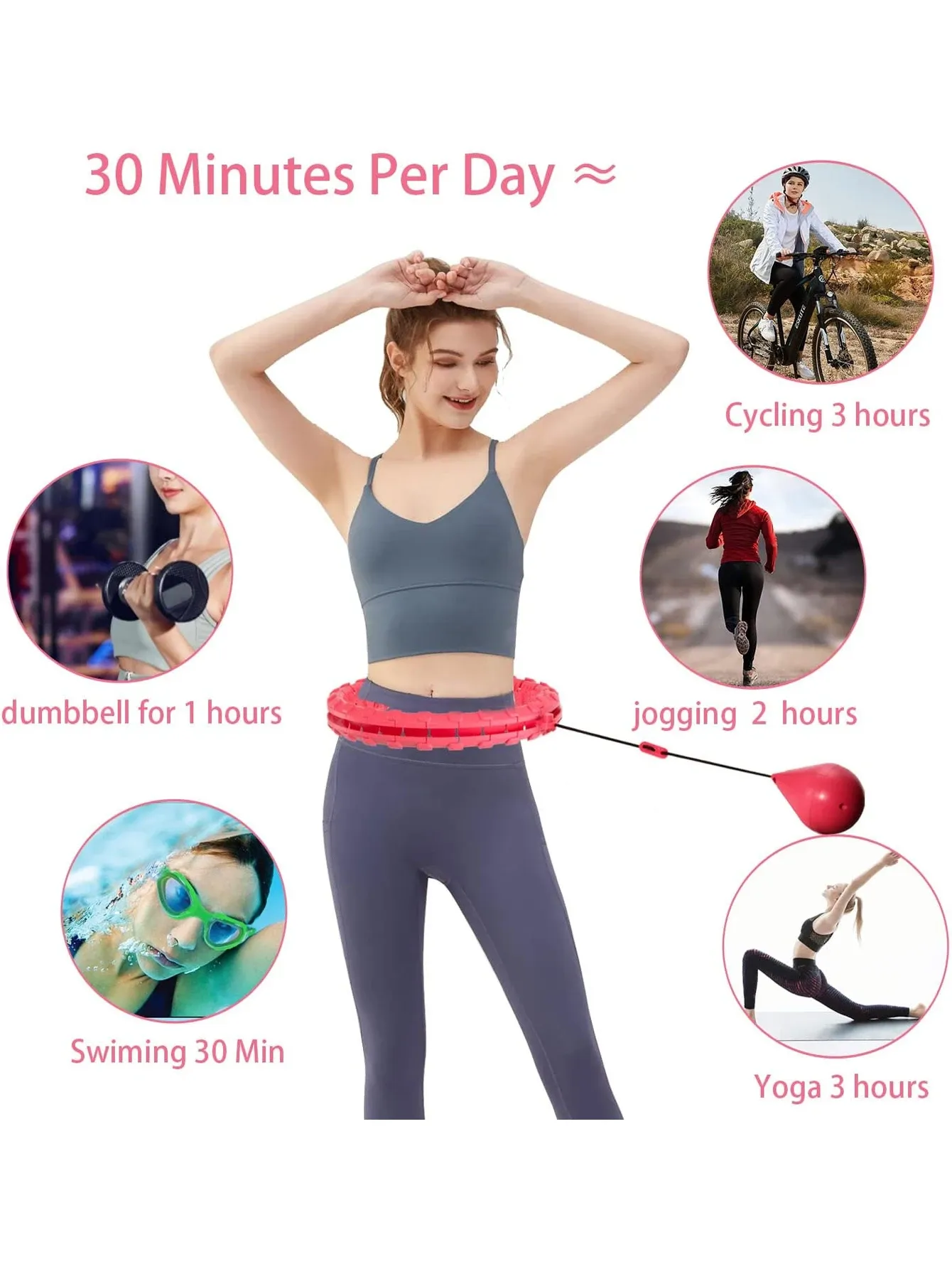 Weighted Hula Circle Hoops for Adults Weight Loss Plus Size for Adults Smart Exercise 2 in 1 Adjustable with Detachable Knots Weighted Hula Circle Hoops for Adults Weight Loss Plus Size for Adults Smart Exercise 2 in 1 Adjustable with Detachable Knots