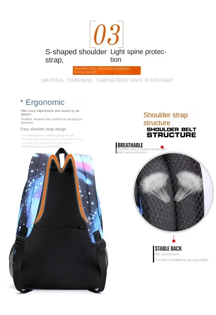 neymar avatar print student schoolbag set youth backpack shoulder bag pencil case 3-piece set neymar avatar print student schoolbag set youth backpack shoulder bag pencil case 3-piece set