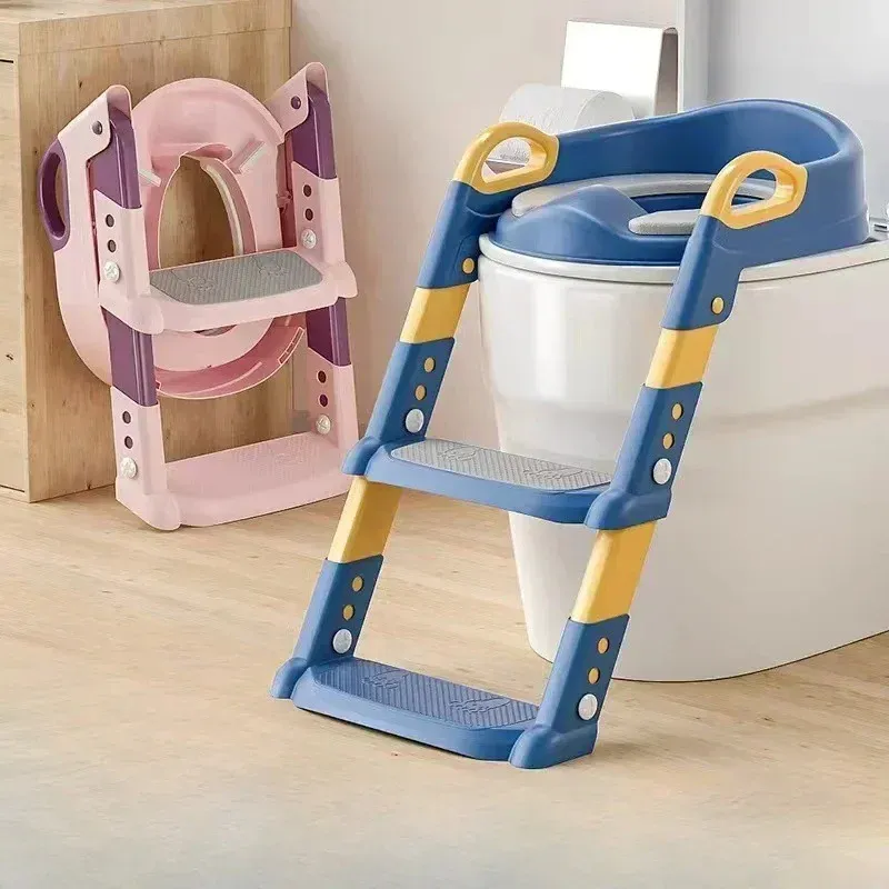 מושב אסלה עם סולם לחינוך וגמילת ילדים מתקפל קל לאחסון ונשיאה