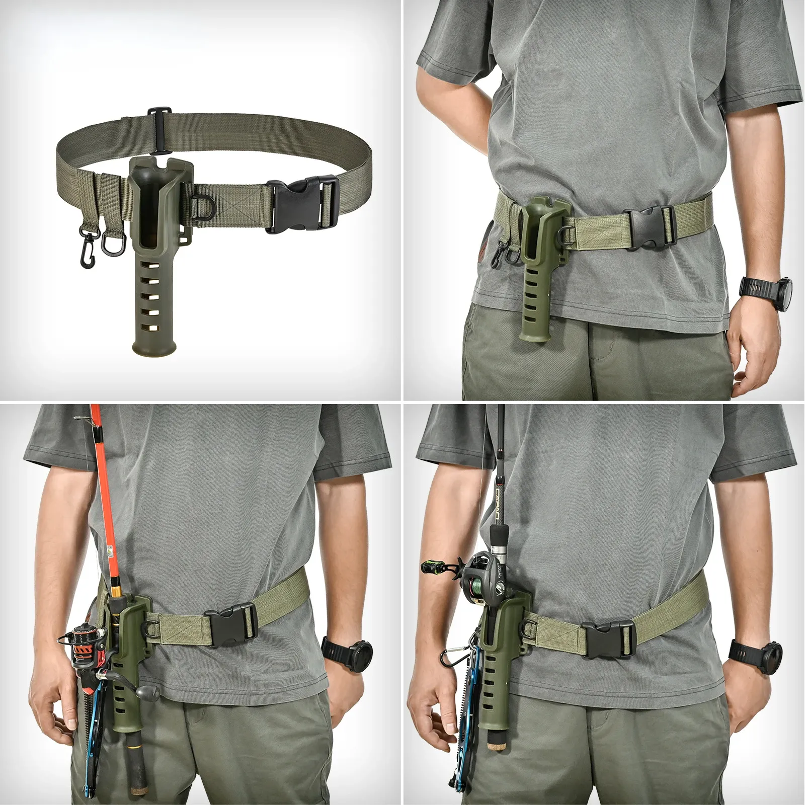 Portable rod holder fishing gear accessory with adjustable waist fishing rod insertion device fishing accessories tool outdoor Portable rod holder fishing gear accessory with adjustable waist fishing rod insertion device fishing accessories tool outdoor