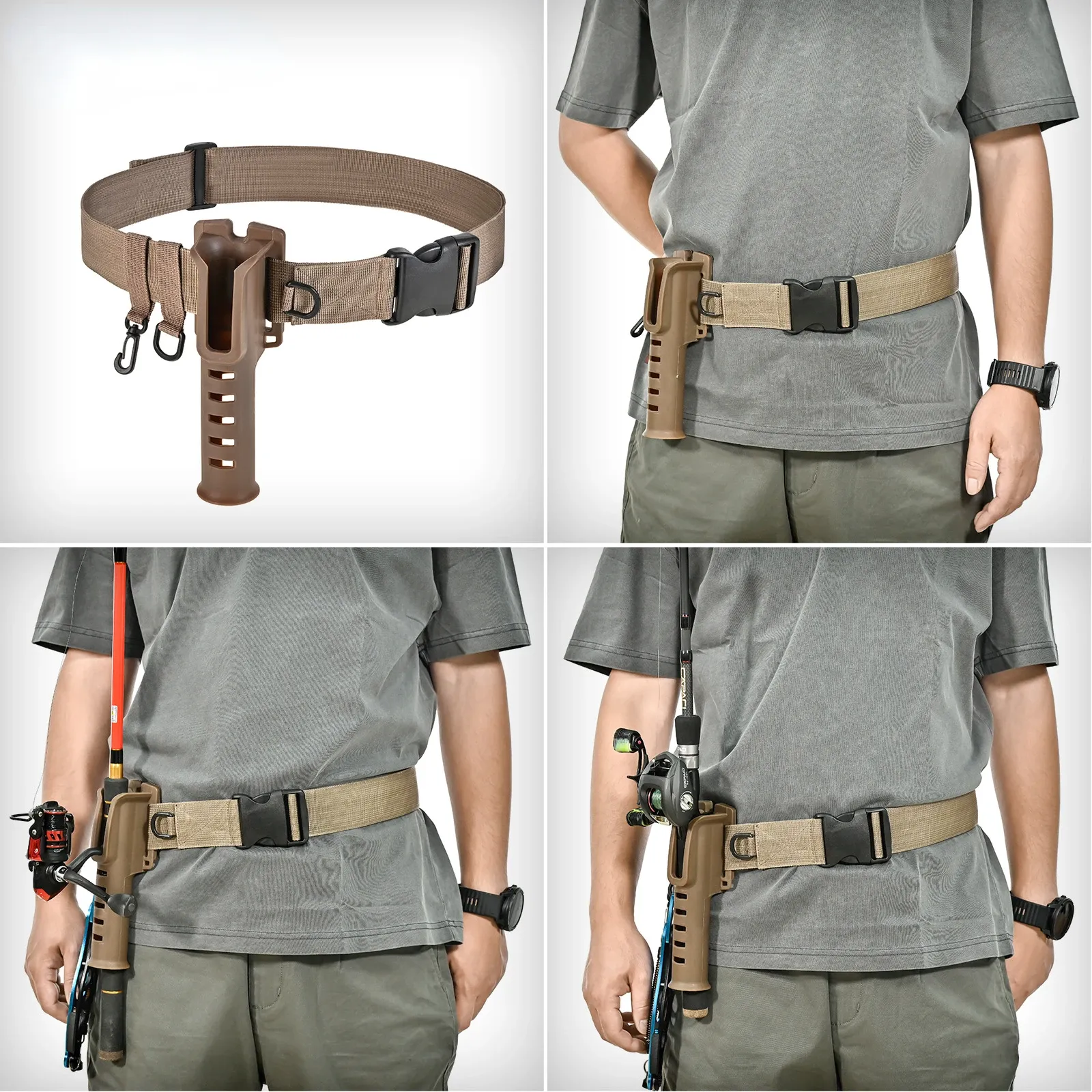 Portable rod holder fishing gear accessory with adjustable waist fishing rod insertion device fishing accessories tool outdoor Portable rod holder fishing gear accessory with adjustable waist fishing rod insertion device fishing accessories tool outdoor