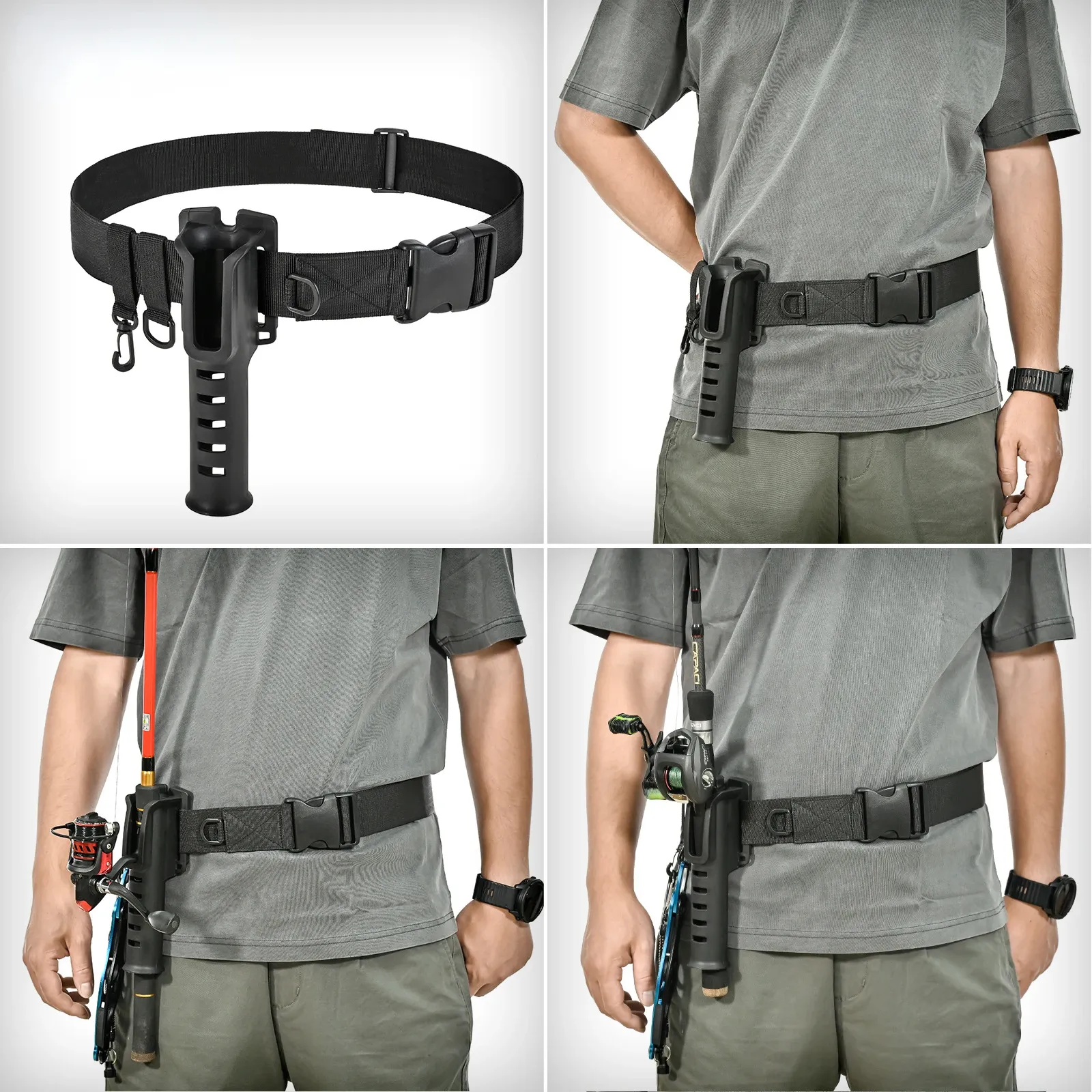 Portable rod holder fishing gear accessory with adjustable waist fishing rod insertion device fishing accessories tool outdoor Portable rod holder fishing gear accessory with adjustable waist fishing rod insertion device fishing accessories tool outdoor