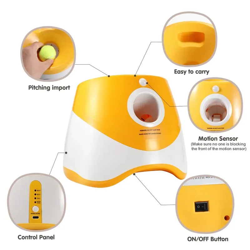 Dog Tennis Launcher Automatic Pet Dogs Chase Toy Mini Tennis Throwing Pinball Machine Fun Interactive Throw Rechargable Catapult Dog Tennis Launcher Automatic Pet Dogs Chase Toy Mini Tennis Throwing Pinball Machine Fun Interactive Throw Rechargable Catapult