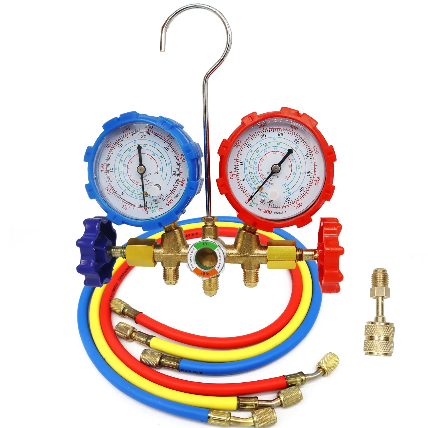 R410A R22 R134a R404A Manifold Gauge Set HVAC A/C Refrigeration Charging Service with Hoses Adjustable Couplers Adapter Can Tap R410A R22 R134a R404A Manifold Gauge Set HVAC A/C Refrigeration Charging Service with Hoses Adjustable Couplers Adapter Can Tap