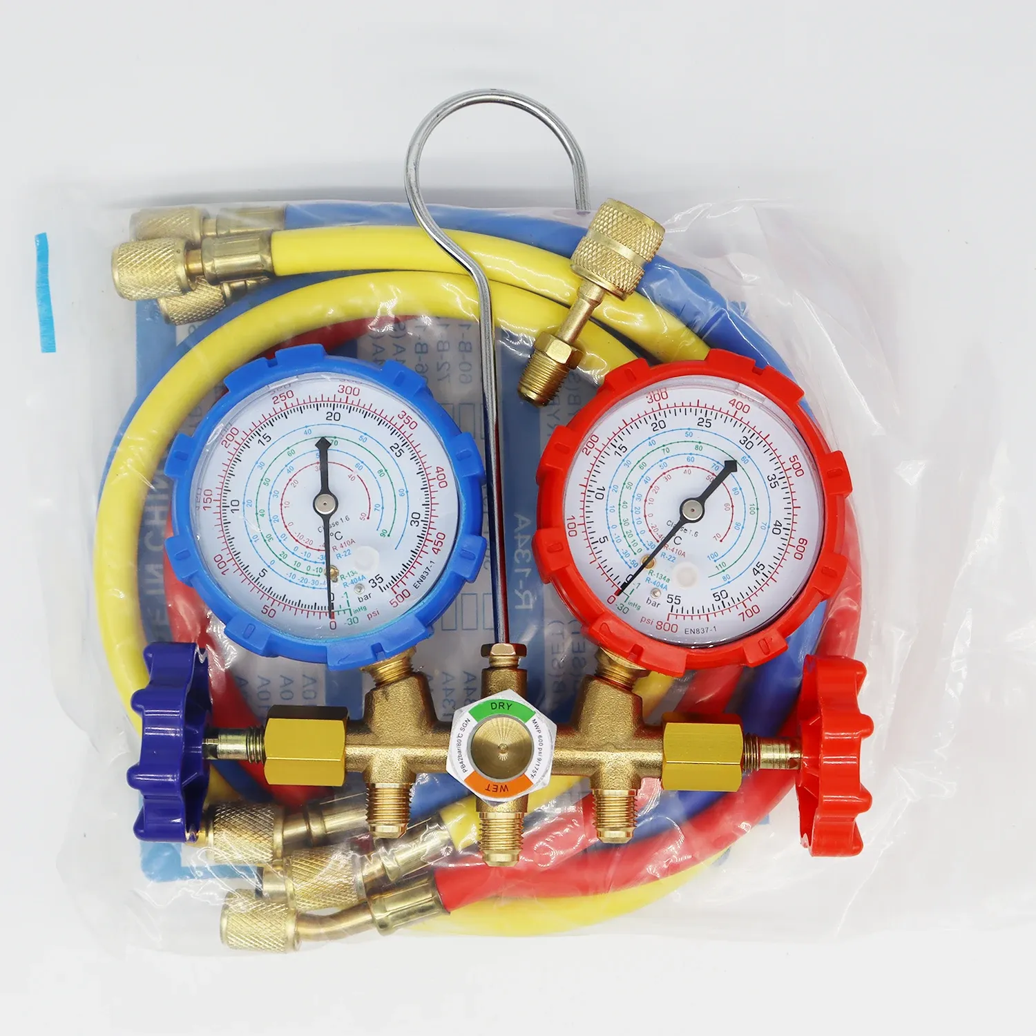 R410A R22 R134a R404A Manifold Gauge Set HVAC A/C Refrigeration Charging Service with Hoses Adjustable Couplers Adapter Can Tap R410A R22 R134a R404A Manifold Gauge Set HVAC A/C Refrigeration Charging Service with Hoses Adjustable Couplers Adapter Can Tap