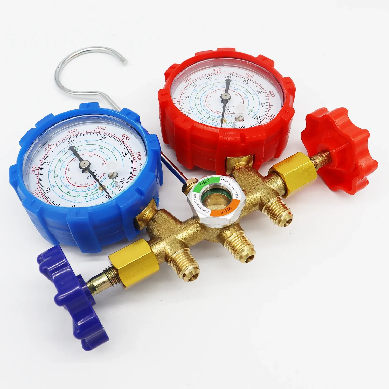 R410A R22 R134a R404A Manifold Gauge Set HVAC A/C Refrigeration Charging Service with Hoses Adjustable Couplers Adapter Can Tap R410A R22 R134a R404A Manifold Gauge Set HVAC A/C Refrigeration Charging Service with Hoses Adjustable Couplers Adapter Can Tap