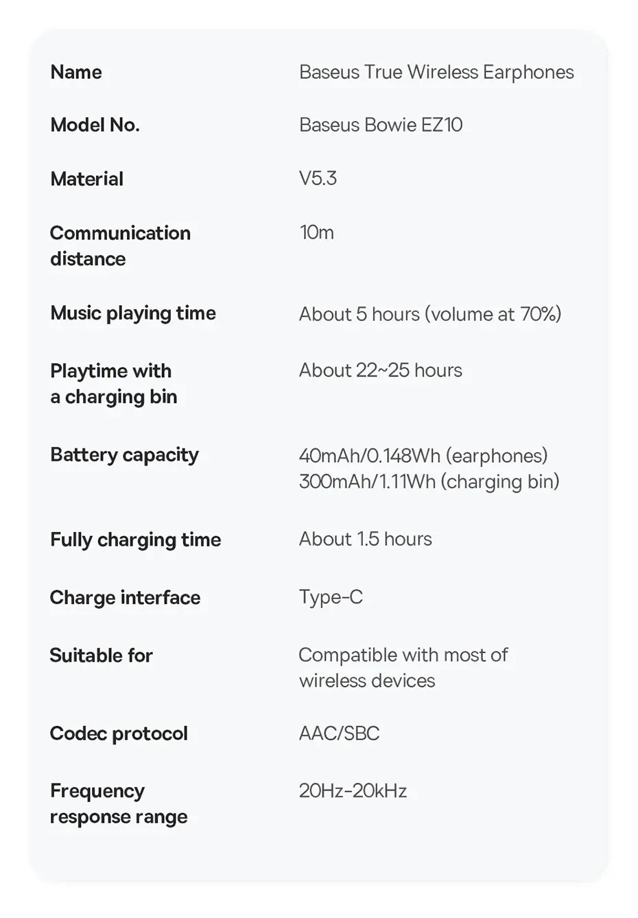 Baseus Bowie EZ10 TWS Earphone Bluetooth 5.3 Wireless Headphone Fast Charge Mini in Ear Earbuds Sports Headset 0.06s Low Latency Baseus Bowie EZ10 TWS Earphone Bluetooth 5.3 Wireless Headphone Fast Charge Mini in Ear Earbuds Sports Headset 0.06s Low Latency