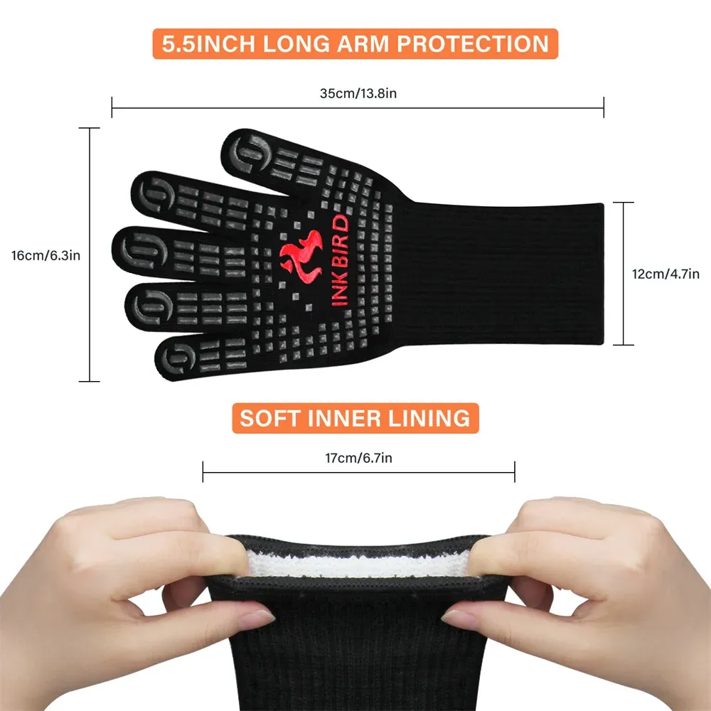 INKBIRD 14inch BBQ Grill Gloves 1472℉ Extreme Heat Resistant Grilling Glove Non-Slip Silicone Insulated Grill Mitts for Cooking INKBIRD 14inch BBQ Grill Gloves 1472℉ Extreme Heat Resistant Grilling Glove Non-Slip Silicone Insulated Grill Mitts for Cooking
