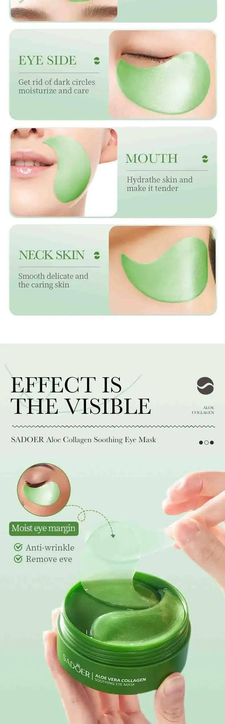 60pcs Aloe Vera Collagen Eye Mask Anti Dark Circles Removal Eyes Bags Moisturizing Firming Eye Patches Eyes Skin Care Products 60pcs Aloe Vera Collagen Eye Mask Anti Dark Circles Removal Eyes Bags Moisturizing Firming Eye Patches Eyes Skin Care Products