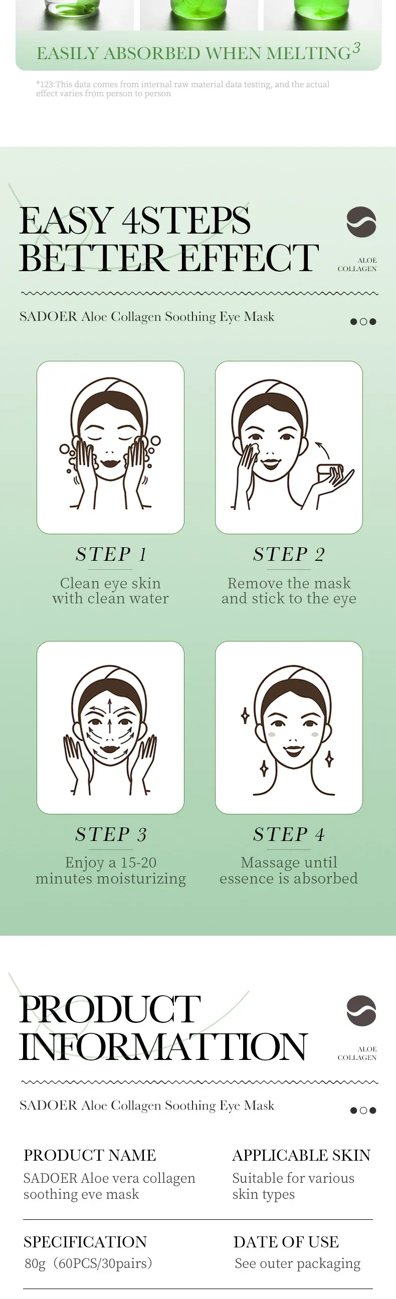 60pcs Aloe Vera Collagen Eye Mask Anti Dark Circles Removal Eyes Bags Moisturizing Firming Eye Patches Eyes Skin Care Products 60pcs Aloe Vera Collagen Eye Mask Anti Dark Circles Removal Eyes Bags Moisturizing Firming Eye Patches Eyes Skin Care Products