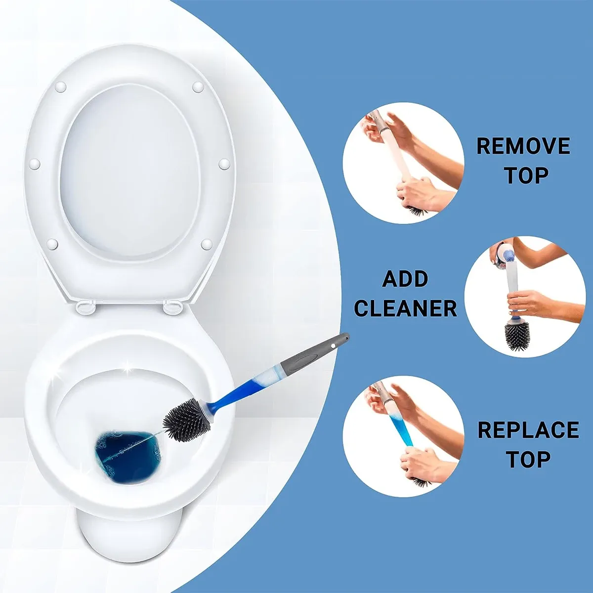 Detergent Refillable Toilet Brush Set Wall-Mounted with Holder Silicone TPR Brush for Corner Cleaning Tools Bathroom Accessories Detergent Refillable Toilet Brush Set Wall-Mounted with Holder Silicone TPR Brush for Corner Cleaning Tools Bathroom Accessories