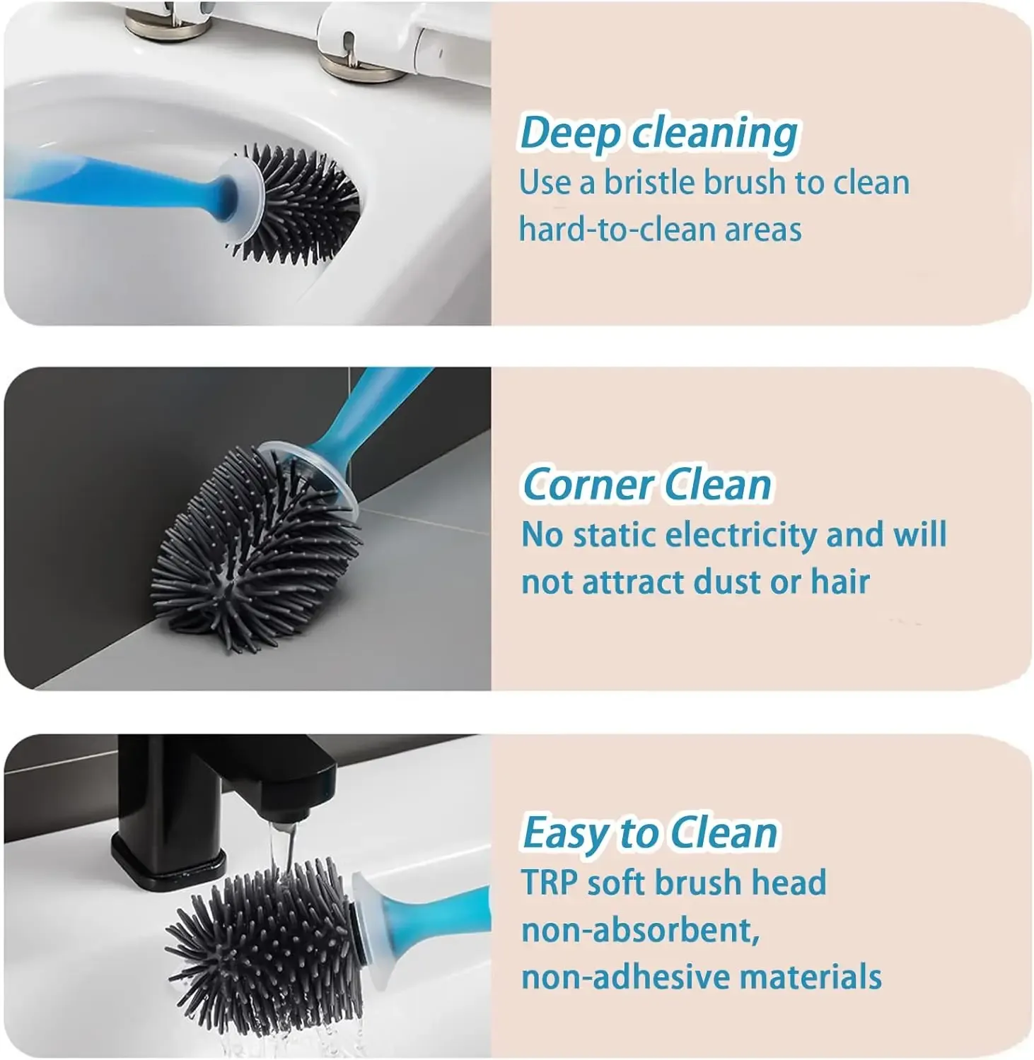 Detergent Refillable Toilet Brush Set Wall-Mounted with Holder Silicone TPR Brush for Corner Cleaning Tools Bathroom Accessories Detergent Refillable Toilet Brush Set Wall-Mounted with Holder Silicone TPR Brush for Corner Cleaning Tools Bathroom Accessories