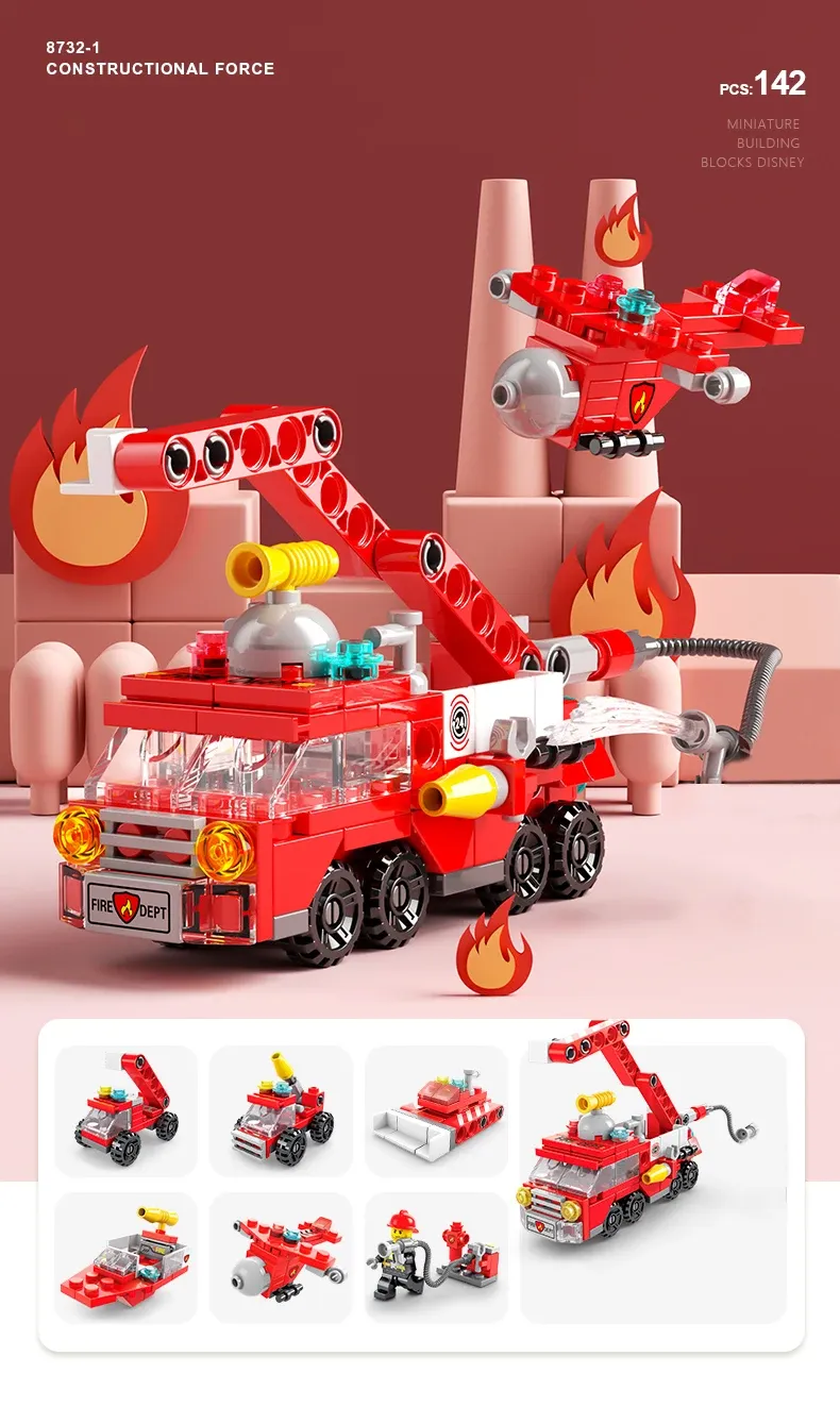 6IN1 Building Blocks City Fire Car Police Truck Engineering Crane Tank Helicopter Bricks Set Toys for Children Kids 6IN1 Building Blocks City Fire Car Police Truck Engineering Crane Tank Helicopter Bricks Set Toys for Children Kids